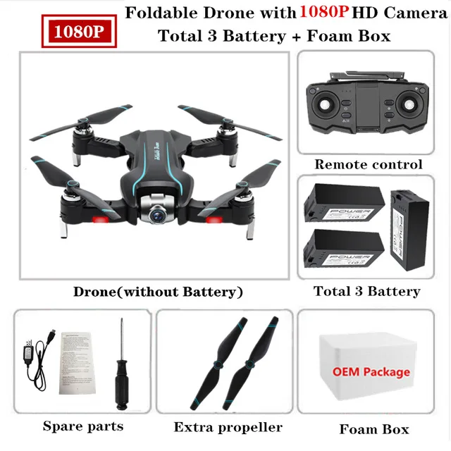 5MP-Foam Box-3B S17 Дрон 4k HD камера gps Квадрокоптер WiFi fpv 1080P без сигнала возврат RC вертолет полет 15 минут Квадрокоптер Дрон с камерой - Цвет: 5MP-Foam Box-3B