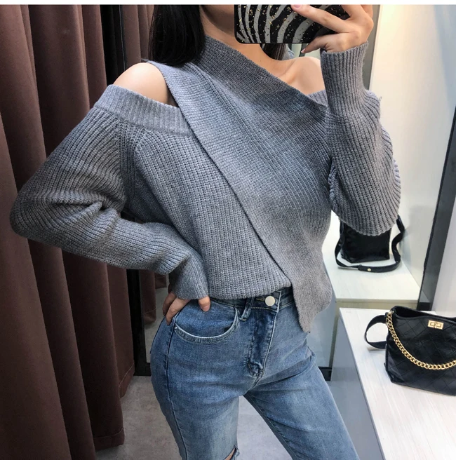 Пуловер ограничено по времени, акриловое пончо Blusas De Inverno Feminina, новинка, женский свитер с открытыми плечами, сексуальный Свободный женский свитер