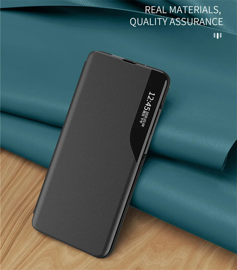 For Samsung Galaxy M52 5G Case Smart Window View Magnetic PU Leather Flip Cover for Galaxy M52 Book Stand Coque Shockproof Funda silicone cover with s pen