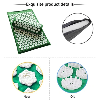 

Acupressure Mat Acupressure Pillow Set Relieves Back Pain Neck Pain Muscle Relaxation with Carrying Bag Green