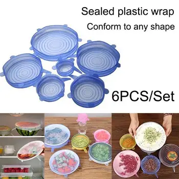 

6 Pcs Useful Silicone Stretch Preserve Pot Bowl Lid Keeping Fresh Cover Food Sealed Gadget