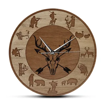 

Bow Hunting Silent Non-ticking Wall Clock Wildlife Prints Cabin Lodge Home Decor Hanging Clock Wall Watch Outdoorsman Gift Ideas