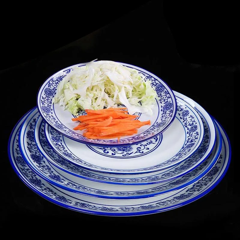 

6-10inch Blue and White Porcelain Food Plates Jingdezhen Round Ceramic Dinner Plate Vintage Chinese Tableware Western Steak Dish