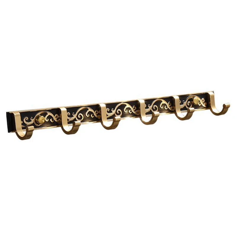 Robe Hooks Luxury Bathroom Wall Carving Gold Robe Hooks 6 Hook Coat