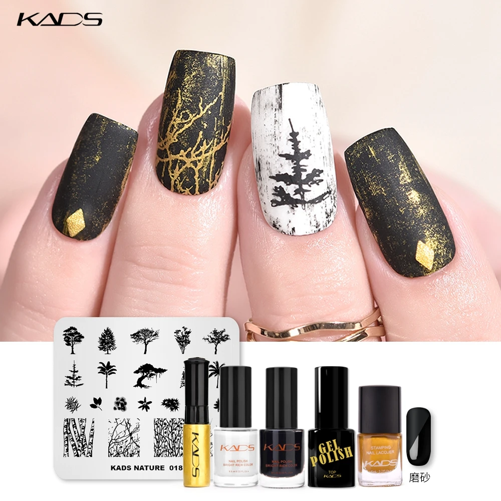 KADS набор штамповочных пластин для дизайна ногтей натуральный элемент печать