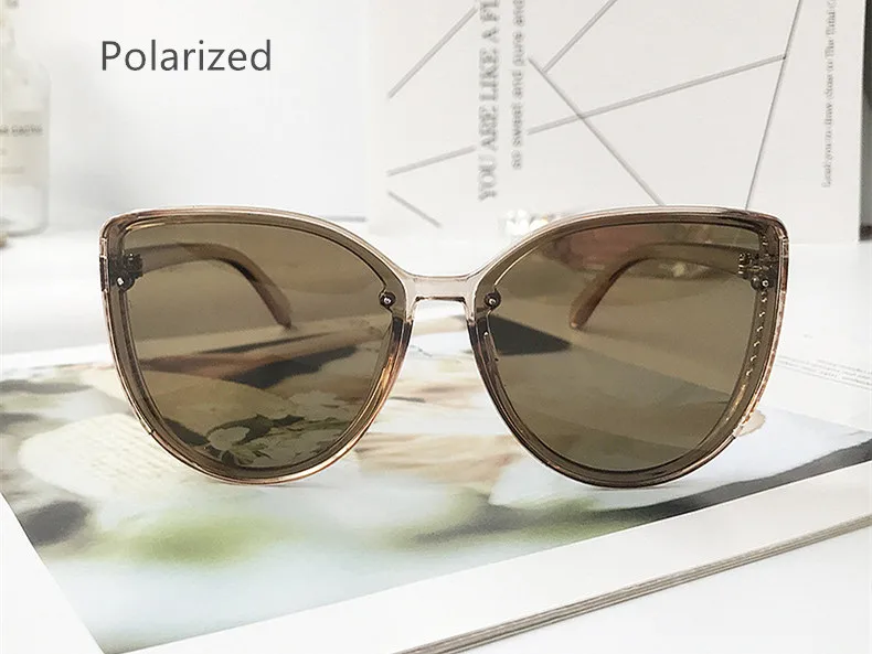 POLARIZED CHA UVLAIK, кошачий глаз, поляризационные солнцезащитные очки для женщин, негабаритные Винтажные Солнцезащитные очки, ретро очки, женские Брендовые очки для вождения, UV400 - Цвет линз: POLARIZED CHA