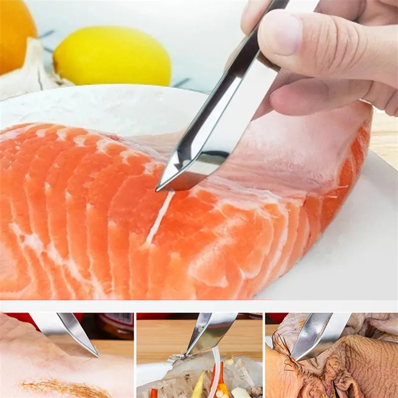 

2pcs Stainless Steel Fish Bone Tweezers Remover Pincer Puller Tongs Pick-Up Seafood Tool Crafts Fish Cleaner Kitchen Gadgets