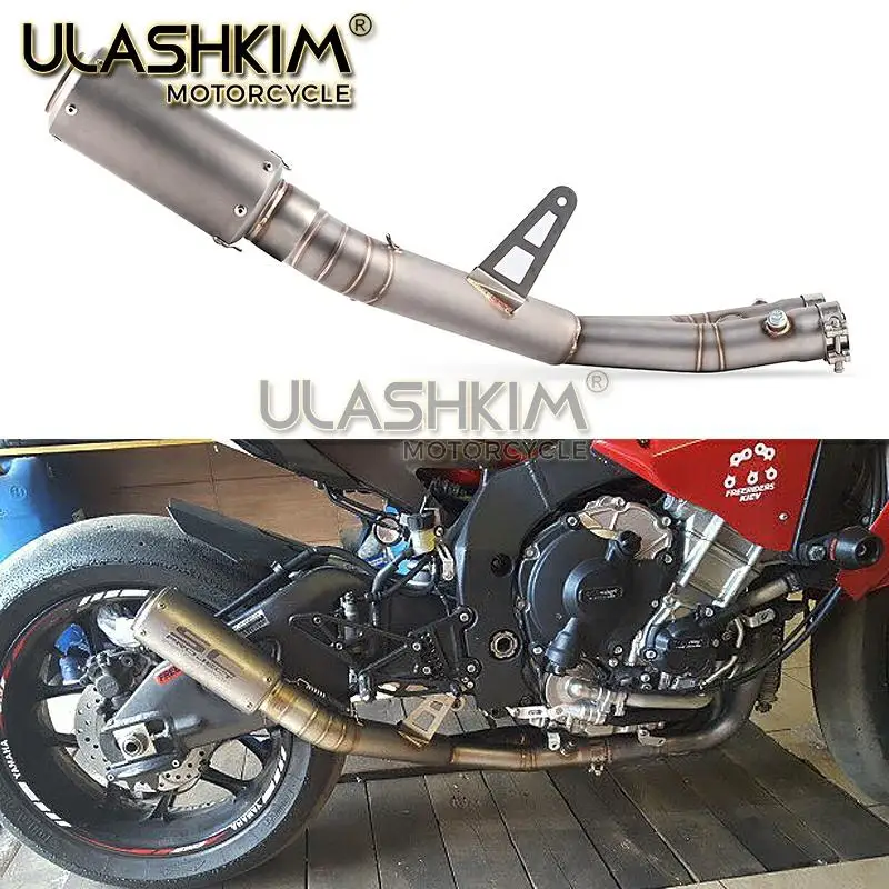 Мотоцикл Полный углеродного волокна Выхлопной системы Слипоны для Yamaha YZF R1 YZR-R1 контакт среднего звенья трубы