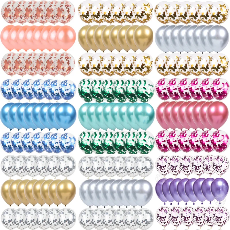 20pcs Confetti Metallic Foil Latex Transparent Balloons Baby Shower Kids Happy Birthday Party Wedding Decoration Balloons Globos