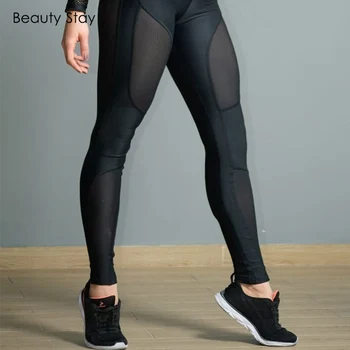 

Beauty Stay Women Leggings Mesh Sexy Summer Fashion Polyester High Waist Push Up Fashion Fitness Workout Sport Pants