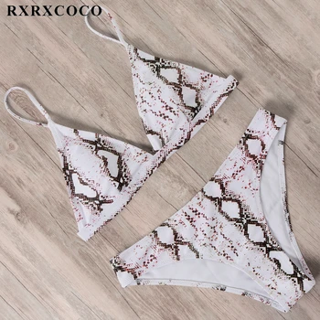

RXRXCOCO Bikini Set Leopard Striped Black White Printed Womens Swimsuit Swimwear Women Bikini Push Up Swimwear Women Bikini 2020