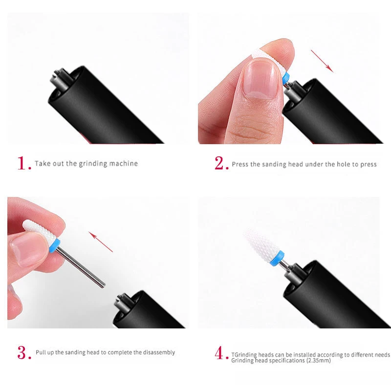 Мини шлифовальная машина usb зарядка Встроенная шлифовальная насадка для ногтей машина для удаления полировки ручка с светодиодный подсветкой