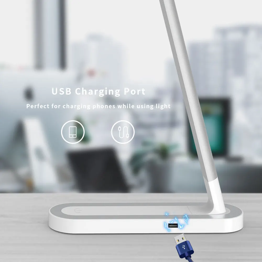  USB Rechargeable LED Desk Lamp Touch Dimming Adjustment Switch Eye Protection Foldable Table Lamps 