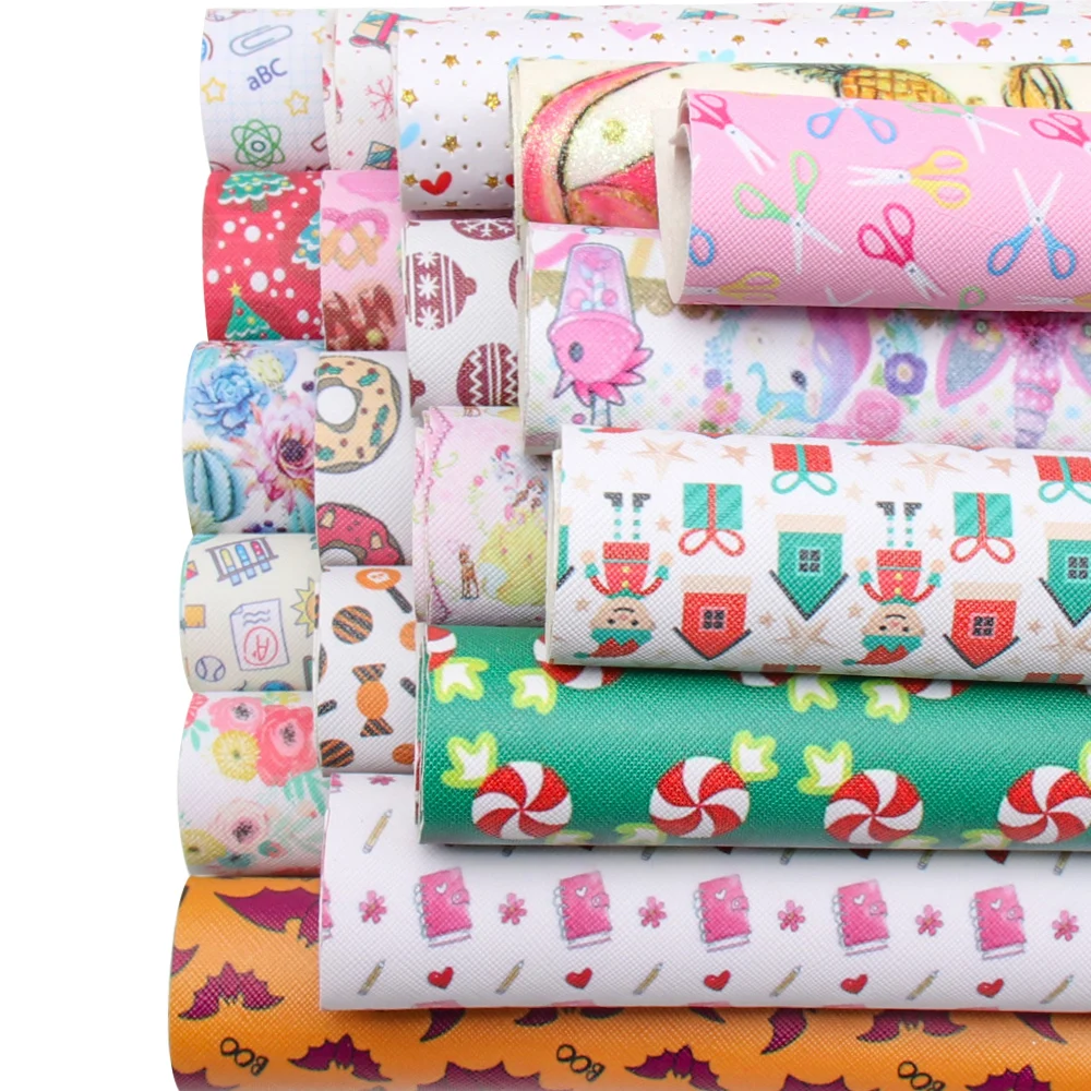 

AHB 10pcs Mixed Vinyl Leather Sheets Random Shipping Faux Leather Fabric Set For Bows DIY Party Decor Accessories 22*30cm