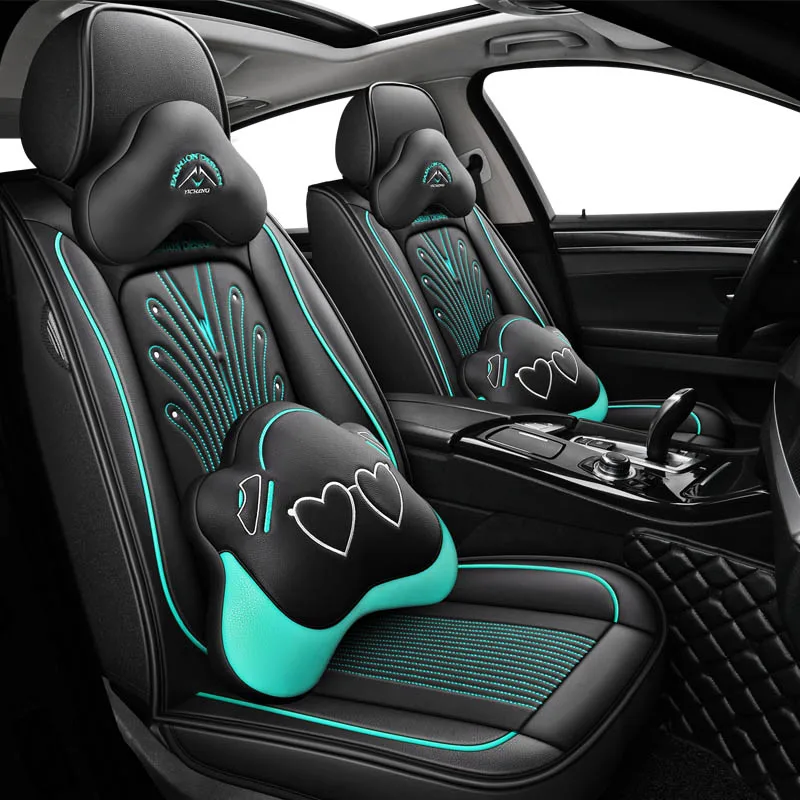 Pattern version FUZHKAQI кожаный чехол для автомобильного сиденья для mitsubishi pajero 4 2 sport outlander xl asx аксессуары lancer Чехлы для автокресла - Название цвета: Pattern version