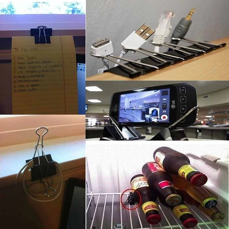 Binder Clip Diy Phone Mount For Car 12Pcs Black Metal Binder Clips