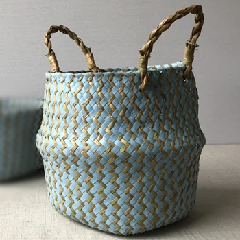 

Garden Basket Home Decoration Ornament Wicker Straw Props Natural Seagrass