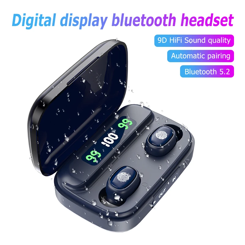 TWS-209 Bluetooth 5.2 Wireless Earphones Headphone Touch Control Earphones Stereo Sport Headset LED Display Gaming Auriculare