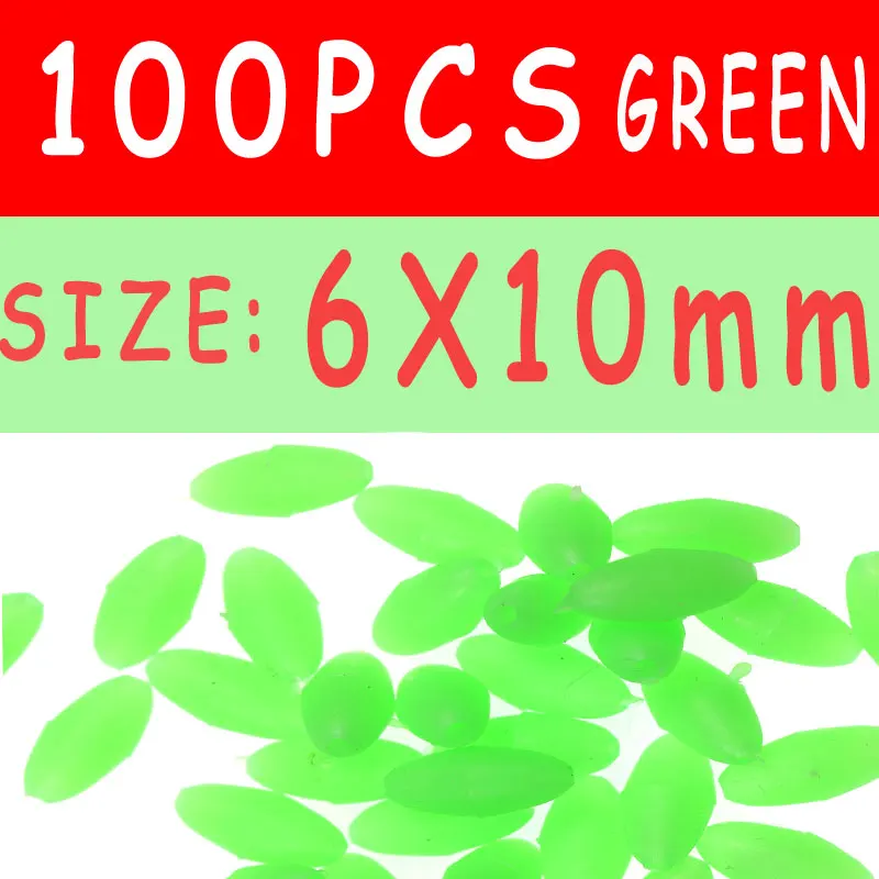 6x10mm 100pcs green 100 шт Овальные мягкие резиновые светящиеся бусины для рыбалки светящиеся бусины для раковины для тройных крючков рыболовные снасти Зеленый Красный рыболовные приманки снасти - Цвет: 6x10mm 100pcs green