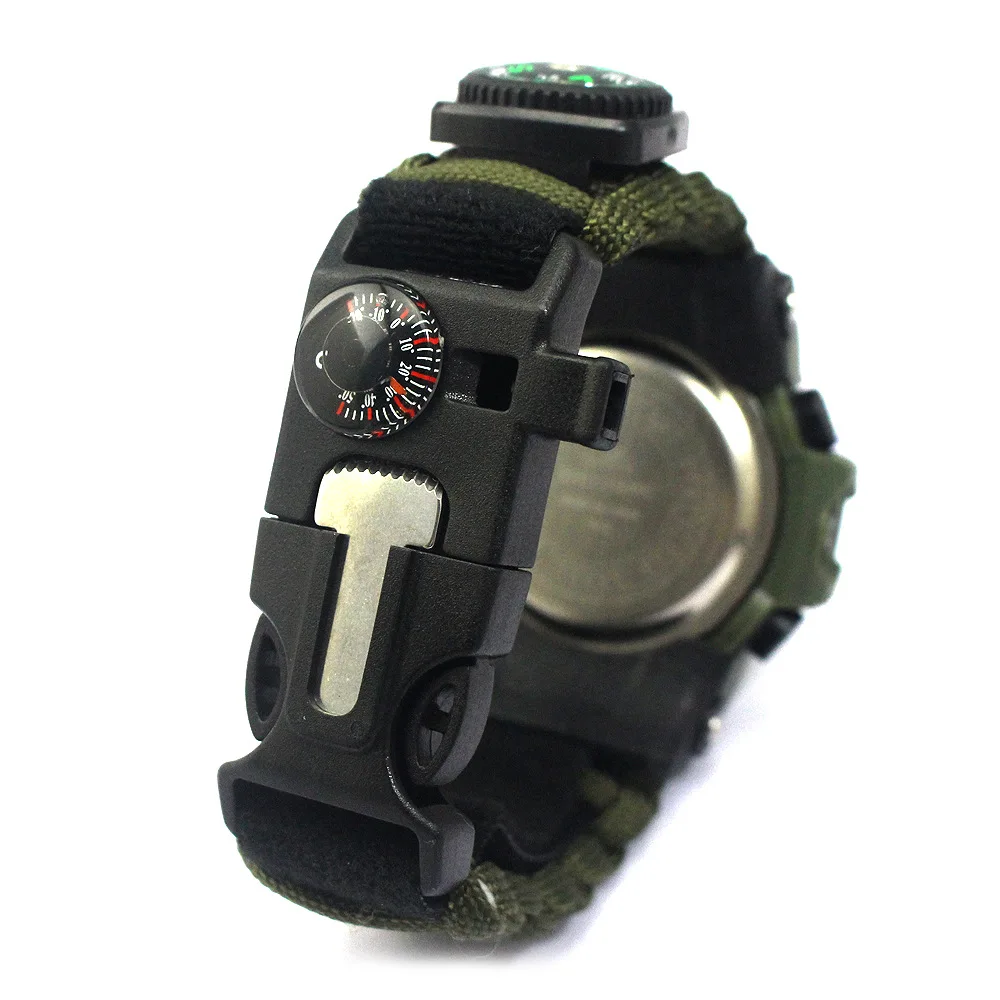 

New Style Outdoor Sports Double Inserts Night Light Watch Compass Mountain Climbing Camping Waterproof Multi-functional Survival