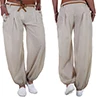 Бежевый Горячая Мода леди случайные сплошного цвета с кнопками шаровары брюки с поясом полиэстер+ спандекс свободные размер S-5XL шаровары - Цвет: Бежевый