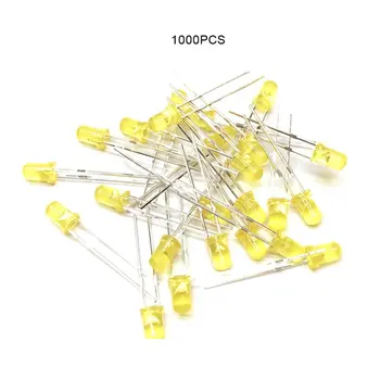 

1000PCS LED Light Yellow Light LED 3MM COLOR Yellow LIGHT Super Bright Round Head Highlight LED Bulb Lamp