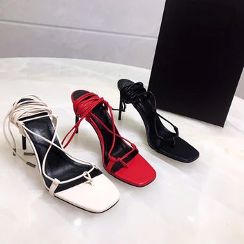 

Plus Size 35-41 Shoes For Woman Genuine Leather Women's Shoes High Heels Sandals For Women's Dress Pumps Shoes Brand Sandals