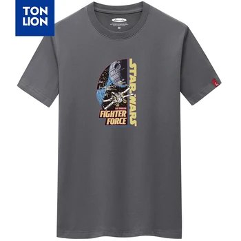 

TONLION 5 Colors Loose Round Neck Tshirts English elements Print Tops Tees Short Sleeve Comfortable 100% Cotton Men's Teeshirts