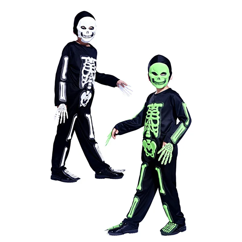 Детский комплект ужасов для косплея; маскарадные костюмы на Хэллоуин; экологическая маска эва; костюм скелета