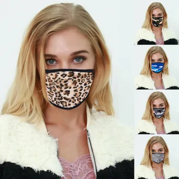 

Fashion Women Leopard Camouflage Print Cotton Mask Unisex Breathable Dustproof Anti-fog Face Mask Washable Reusable Mask