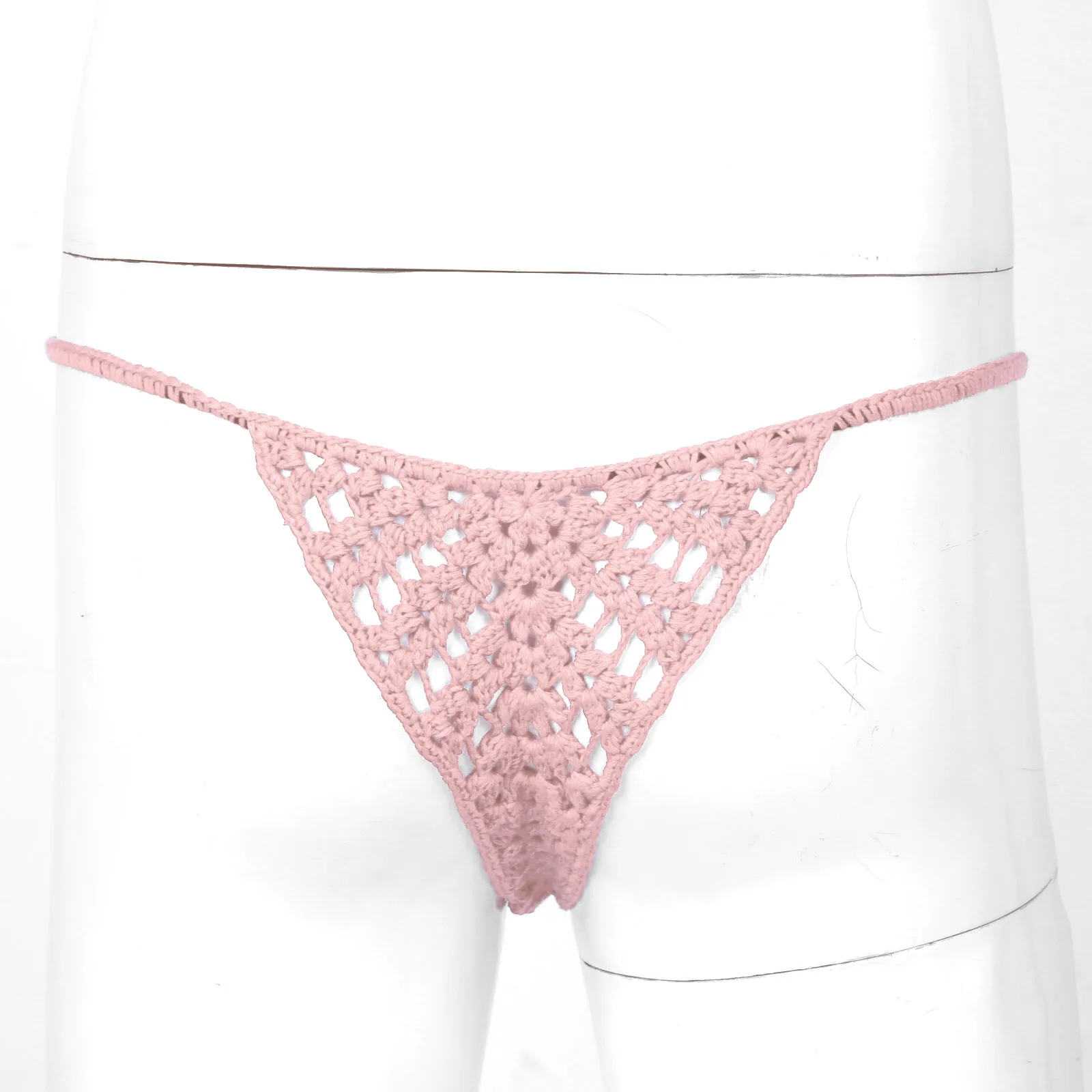 Men Thong G-Strings Hollow Out Penis Pouch Briefs Handmade Crocheted Sexy Panties Male Sissy Gay Underwear Novelty Lingerie New