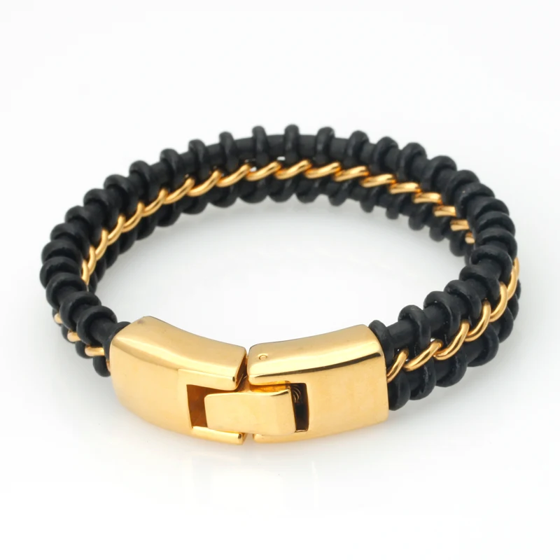 Черный браслет в стиле хип-хоп из нержавеющей стали для мужчин и женщин, украшения золотого цвета, подарок на день рождения для папы, мальчика, детей 8,5"