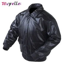 Winter Army Military Flight Bomber Jacket Men Faux Fur Coat New Black PU Leather Jacket Male Motorcycle Biker Jacket Coat