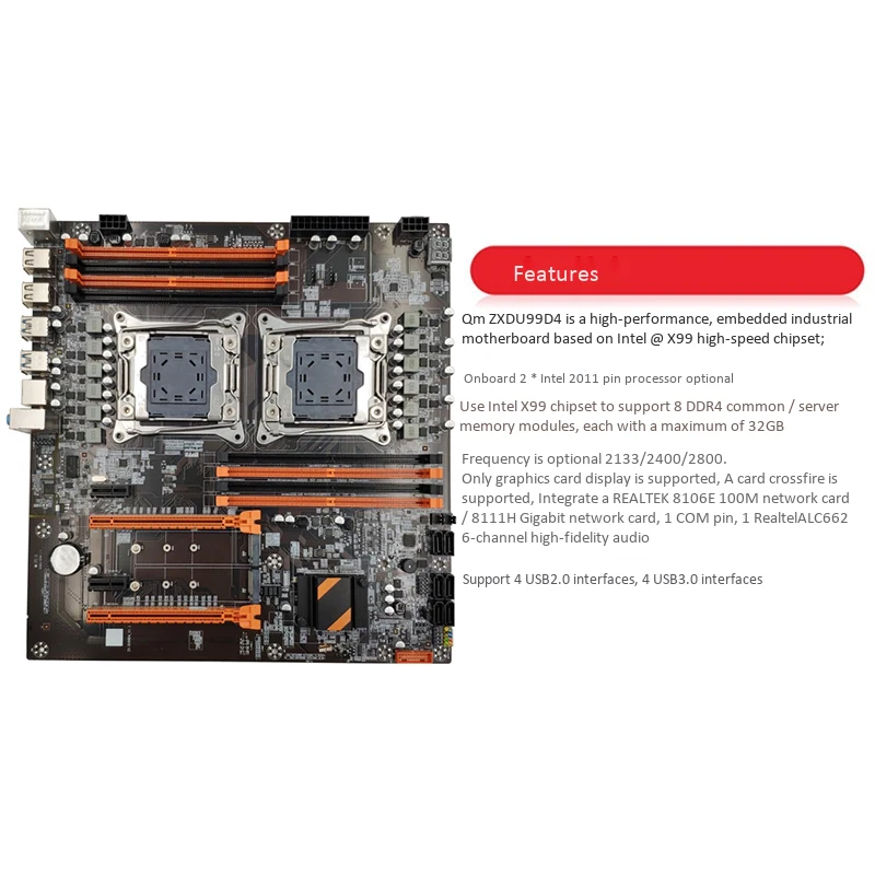 New X99 Dual Computer Motherboard LGA2011 CPU RECC