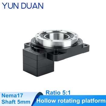 

2arcmin hollow rotating platform gearbox speedratio 5:1 for nema17 stepper motor,360 degree rotating round flange output reducer