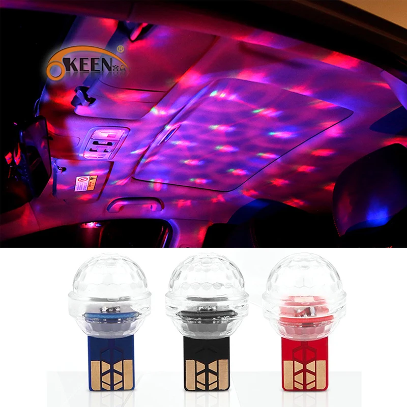 

RGB USB Mini Led USB Car Ambient Light Car Interior Atmosphere Lighting Colorful Music Sound USB Decorative Light