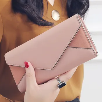 

Hot Selling Women Long Envelope Wallet Hasp Pocket Coin Card Holder Purse PU Leather Handbag -B5