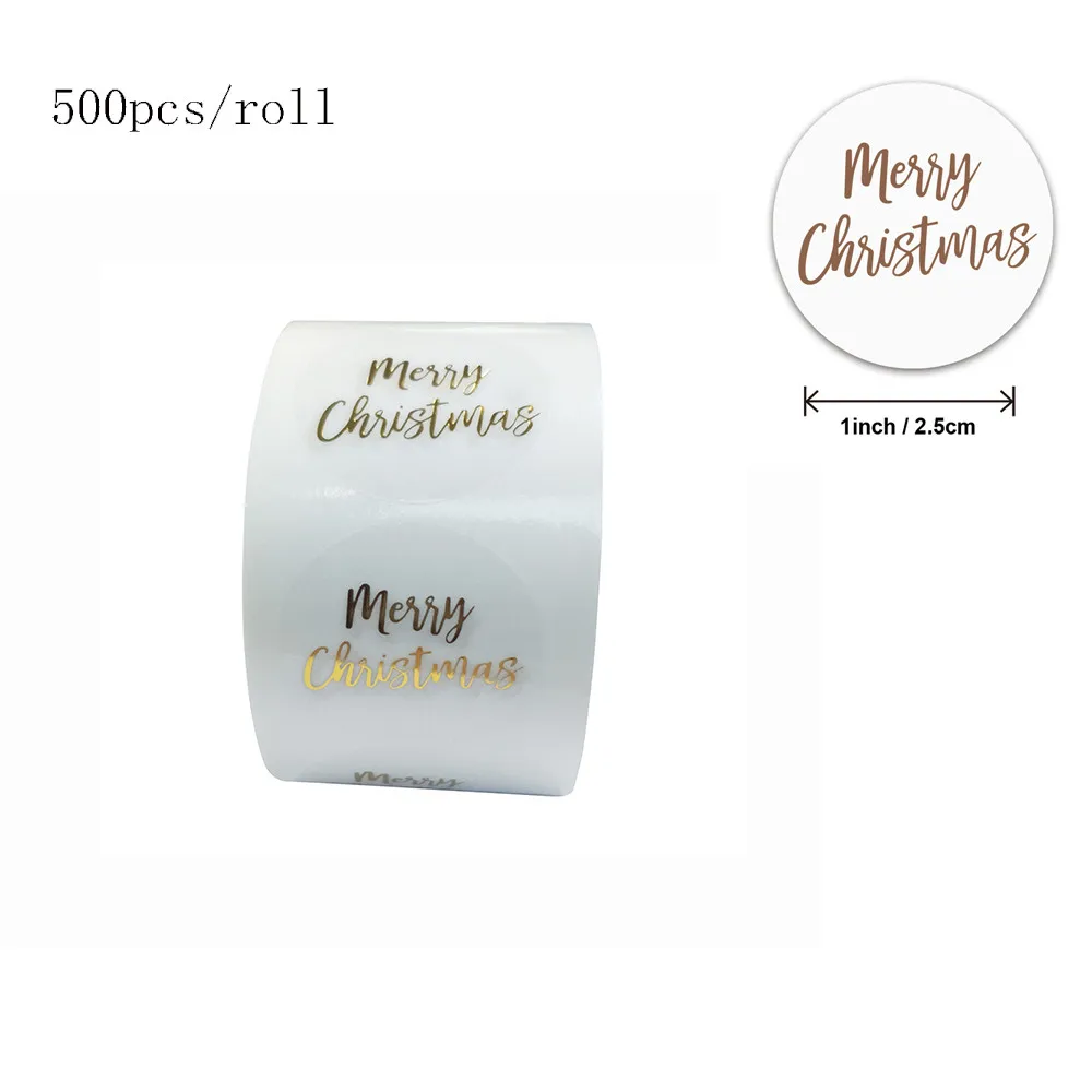 

500pcs Round Clear Merry Christmas Stickers Thank You Card Box Package Label Sealing Stickers Wedding Decor Stationery