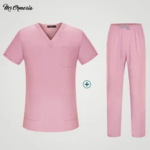 Женские Хирургические или Медицинские комплекты одежды с коротким рукавом и v-образным вырезом, дизайн, комплект одежды из топа и штанов