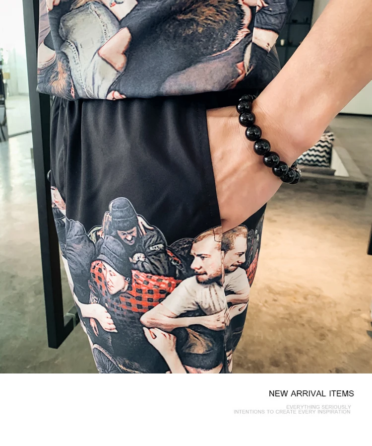 Mannen шорты Korte mouwen tweedelige Горячие koop модный тренд Katoen Afdrukken Kleur Повседневный тонкий Straat sportkleding twedelige