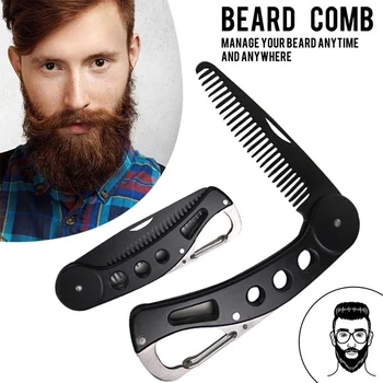 

Men Beard Mustache Combs Pocket Stainless Steel Beard Brush Keychains Bottle Opener LDO99