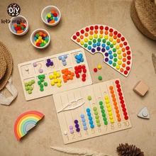 Let's Make – blocs de construction arc en ciel 3 styles, jouets à Clip, développement sensoriel des capacités pratiques de bébé, jouets Montessori