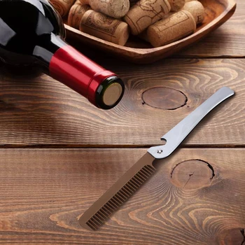 

2 In 1 Hairdressing Lightweight Smooth Beard Folding Comb Pocket Size Bottle Open Multifunction Men Styling Stainless Steel