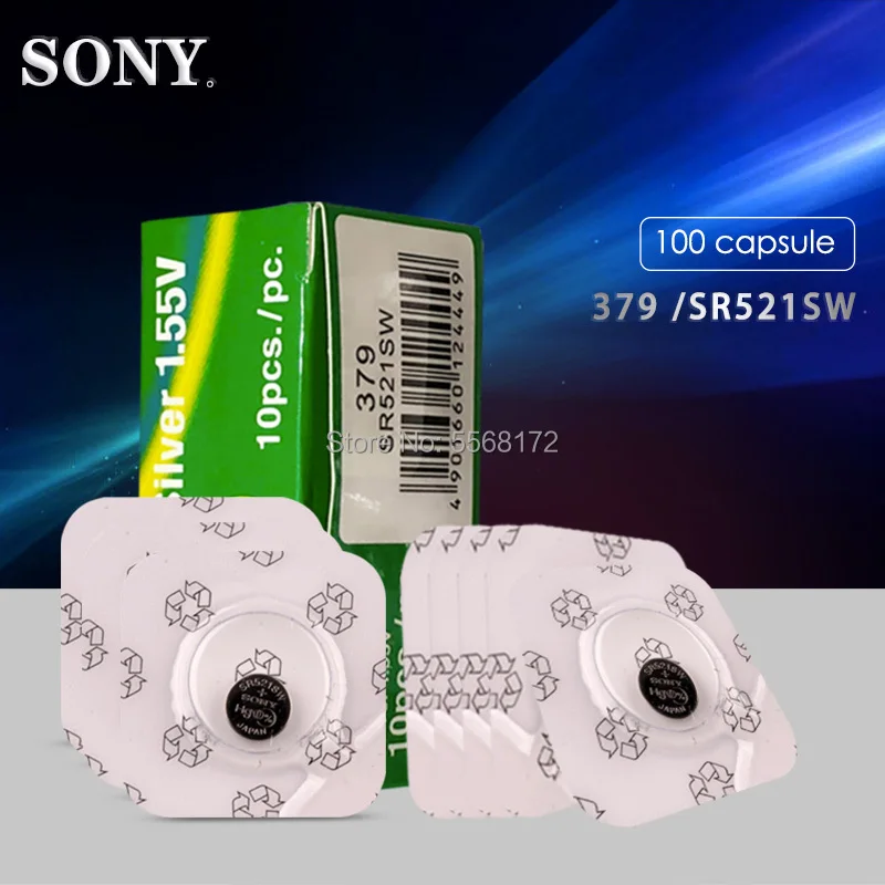 Батарейки Sony 100 SR521SW D379 V379 V520 1 55-59 GP379 SR63 AG0 379 JA LR521 с одной зернистой упаковкой 280 В 618