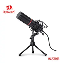 Redragon GM300 Blazar Metal Condensador USB Micrófono Trípode de Grabación Para Ordenador Cardioide Estudio de Grabación Voz Sobre