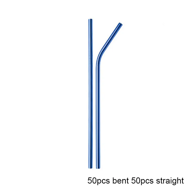 100 шт золотые соломинки металлическая соломинка сумка Экологичная многоразовая Нержавеющая сталь Соломинки прямой изогнутый набор щеточек очиститель пива - Цвет: R