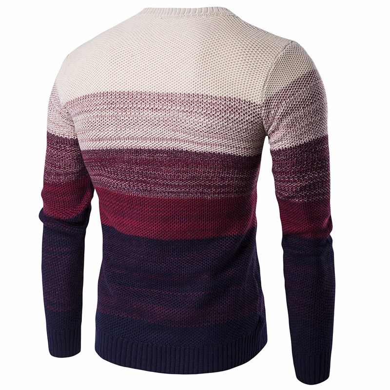 Мужской осенний Повседневный полосатый свитер с круглым вырезом, пуловеры для мужчин, брендовая теплая трикотажная одежда, Повседневные свитера, джемпер для мужчин-подростков