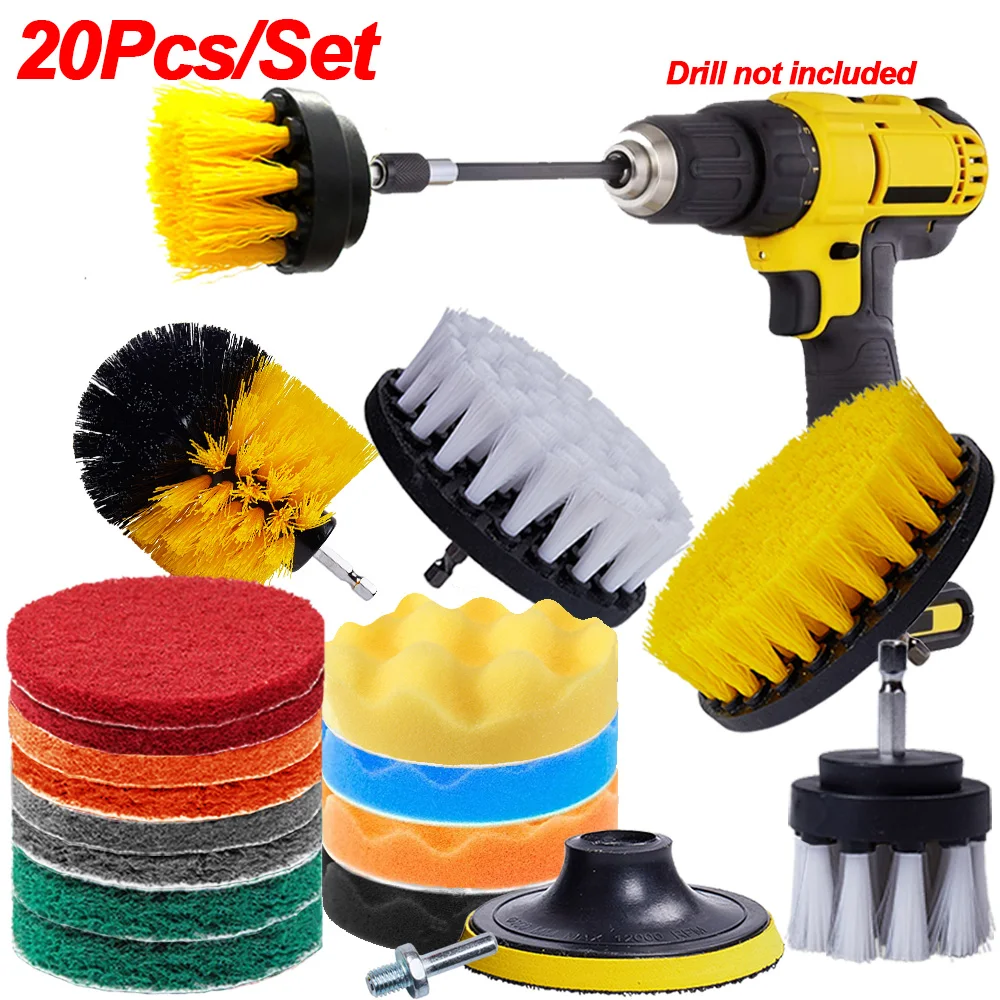 Kit de brochas de taladro para limpieza de llanta de rueda de coche, limpiador eléctrico, para baño, alfombras, herramientas de lavado