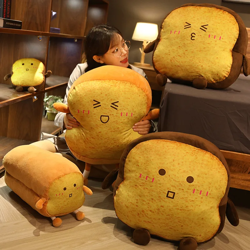 

Creative Expression Bread Pillow Cute Simulation Toast Plush Toy Sleeping Clip Leg Doll Girlfriend Gift