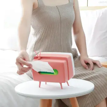 

Creative Paper Pumping Tissue Box Desktop Paper Storage Box Holder Household Dust-proof Tissue Box With Moblie Phone Holder